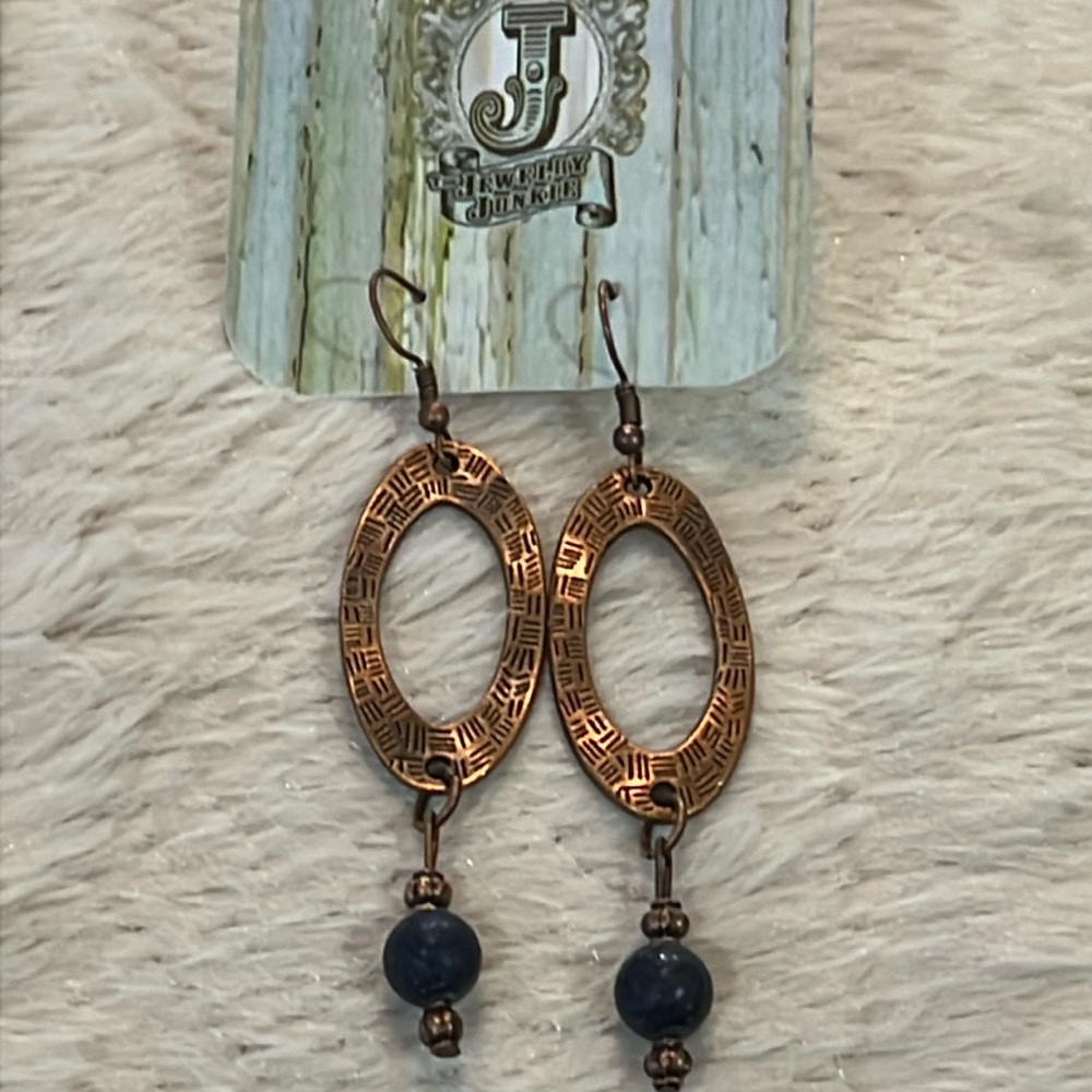 Frosted blue lapis drop earrings-The Jewelry Junkie